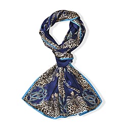 La Marey 100% Mulberry Silk Damask Pattern Scarf (Size 170x53 cm) - Black - White