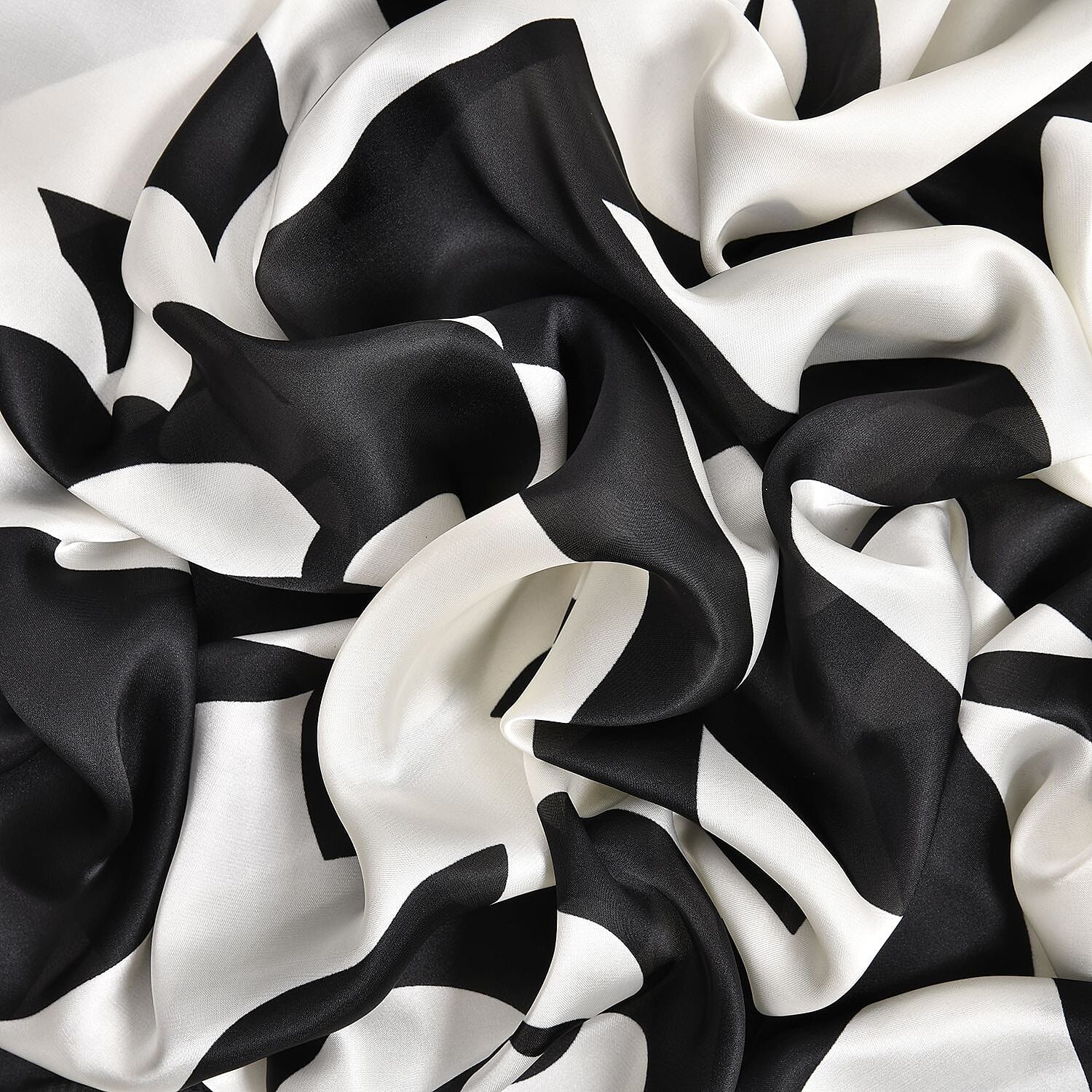 Super Soft Large Satin Irregular Pattern Sarong-Scarf (Size 180x87 cm) - Black & White