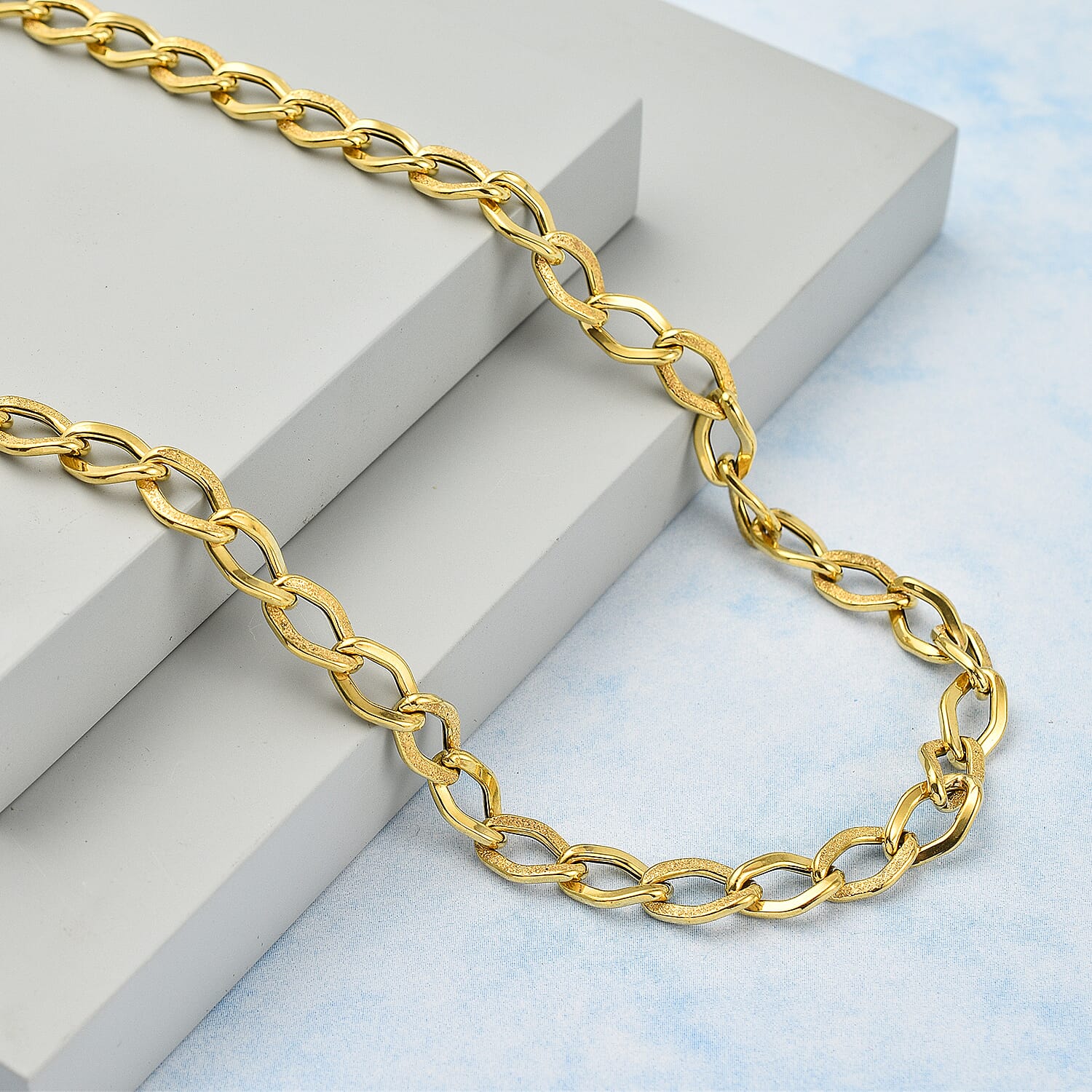Maestro Collection - 9K Yellow Gold Elongated Curb Necklace (Size - 20), Gold Wt. 7.21 Gms