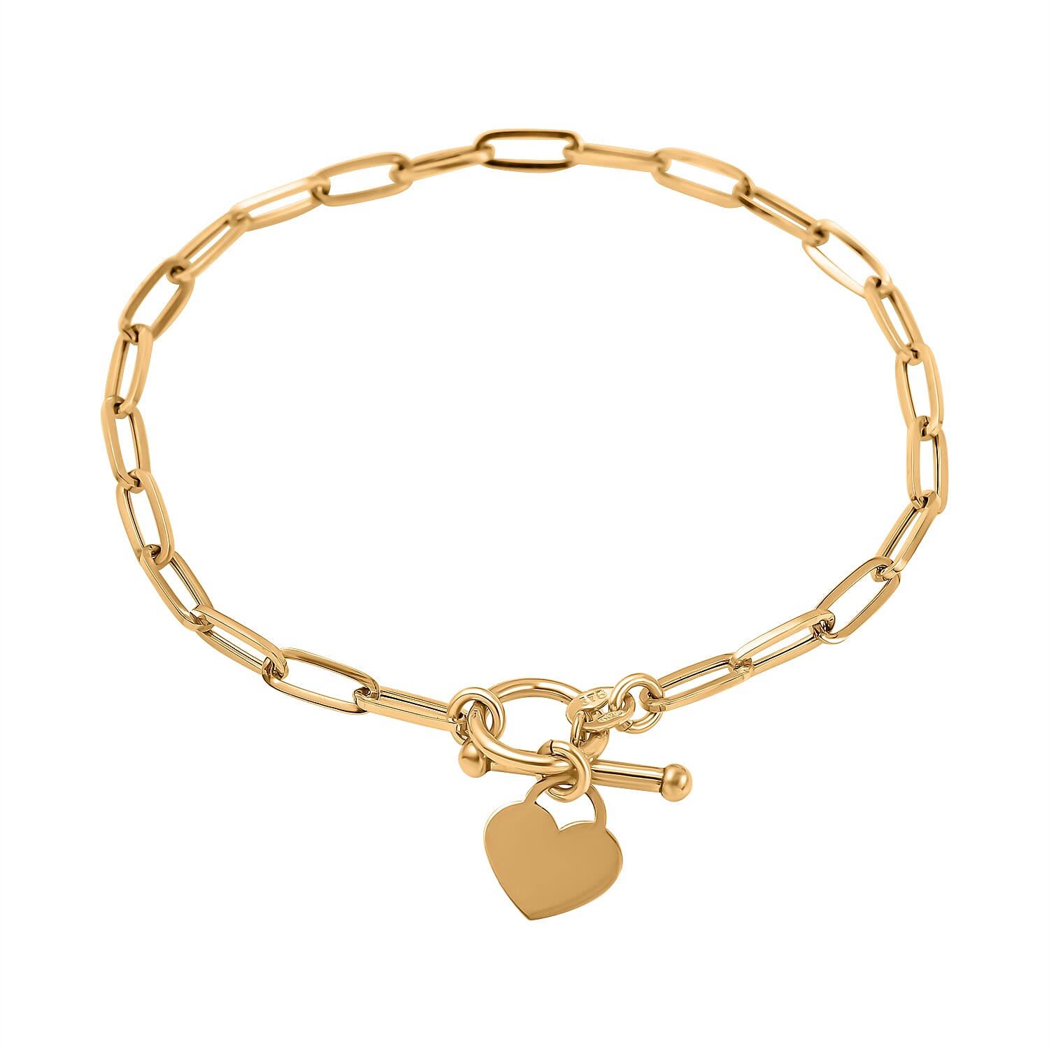 Maestro Collection - 9K Yellow Gold Paperclip Bracelet (Size - 7.5) with T-Bar Clasp