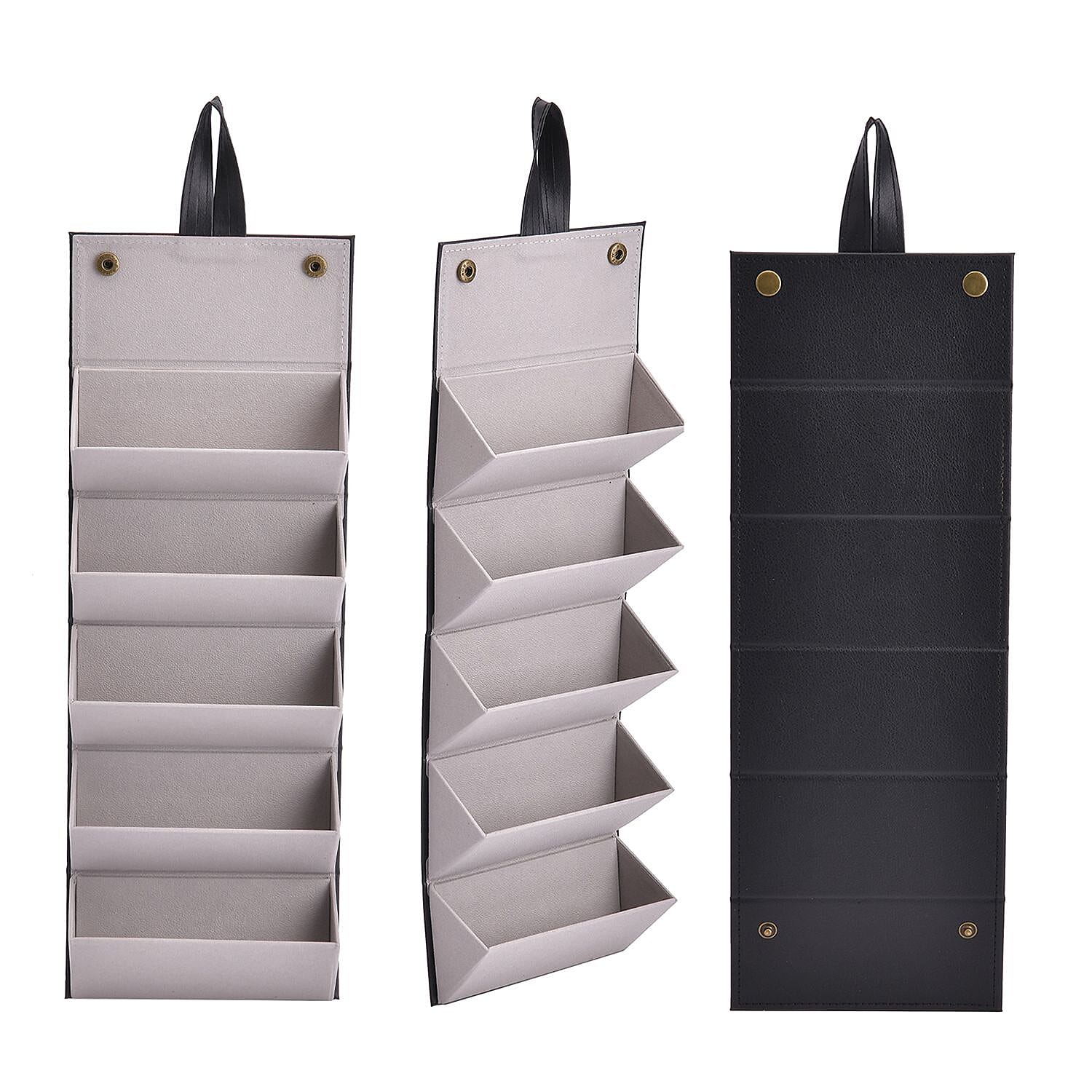 5 Slot Multipurpose Foldable Travel Organizer with Handle (Size 17x13x12 cm) - Black