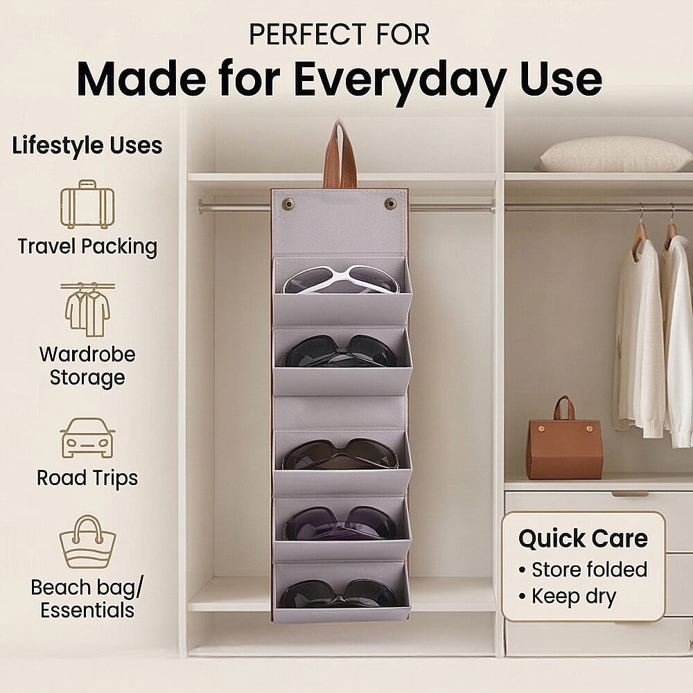 5 Slot Multipurpose Foldable Travel Organizer with Handle (Size 17x13x12 cm) - Brown