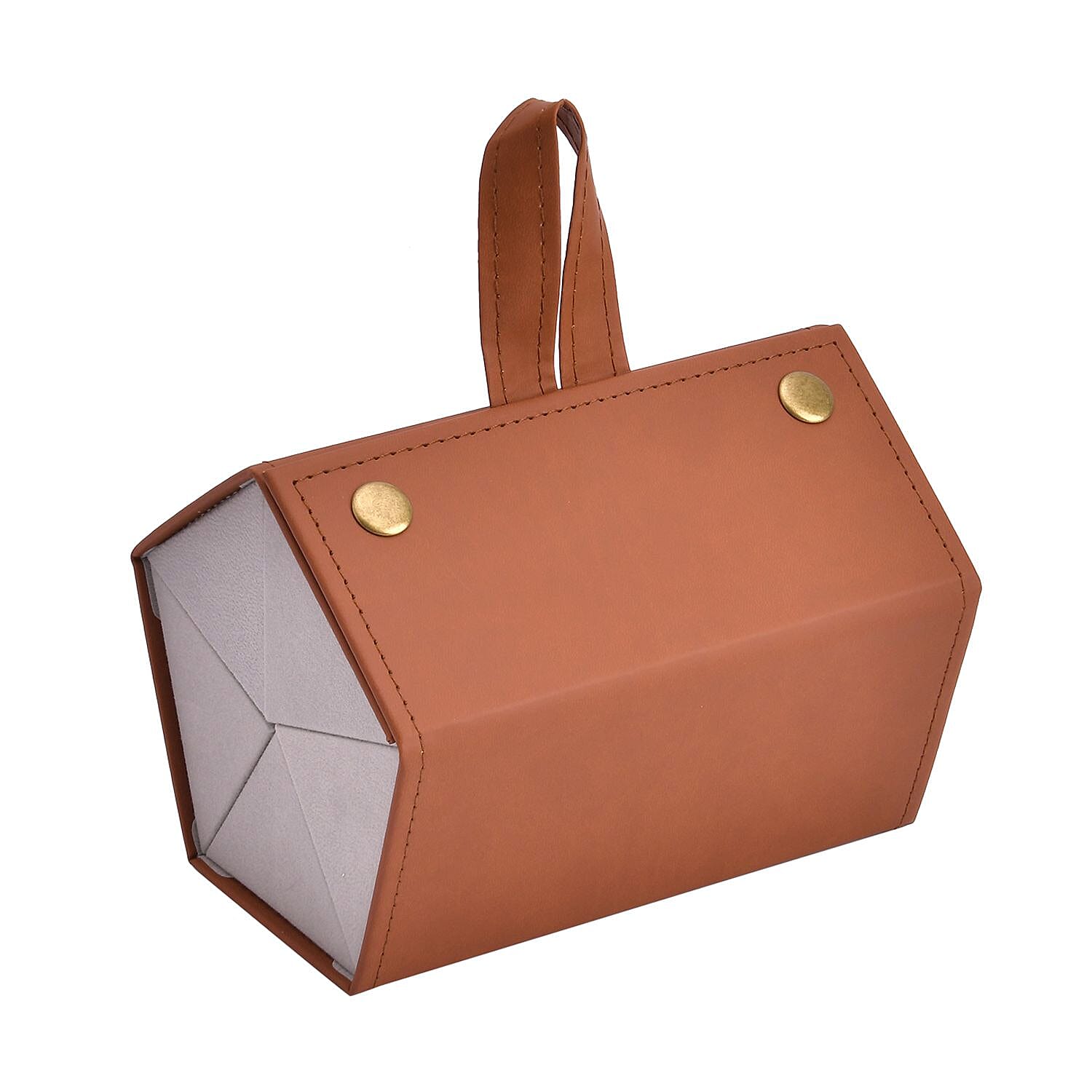 5 Slot Multipurpose Foldable Travel Organizer with Handle (Size 17x13x12 cm) - Brown