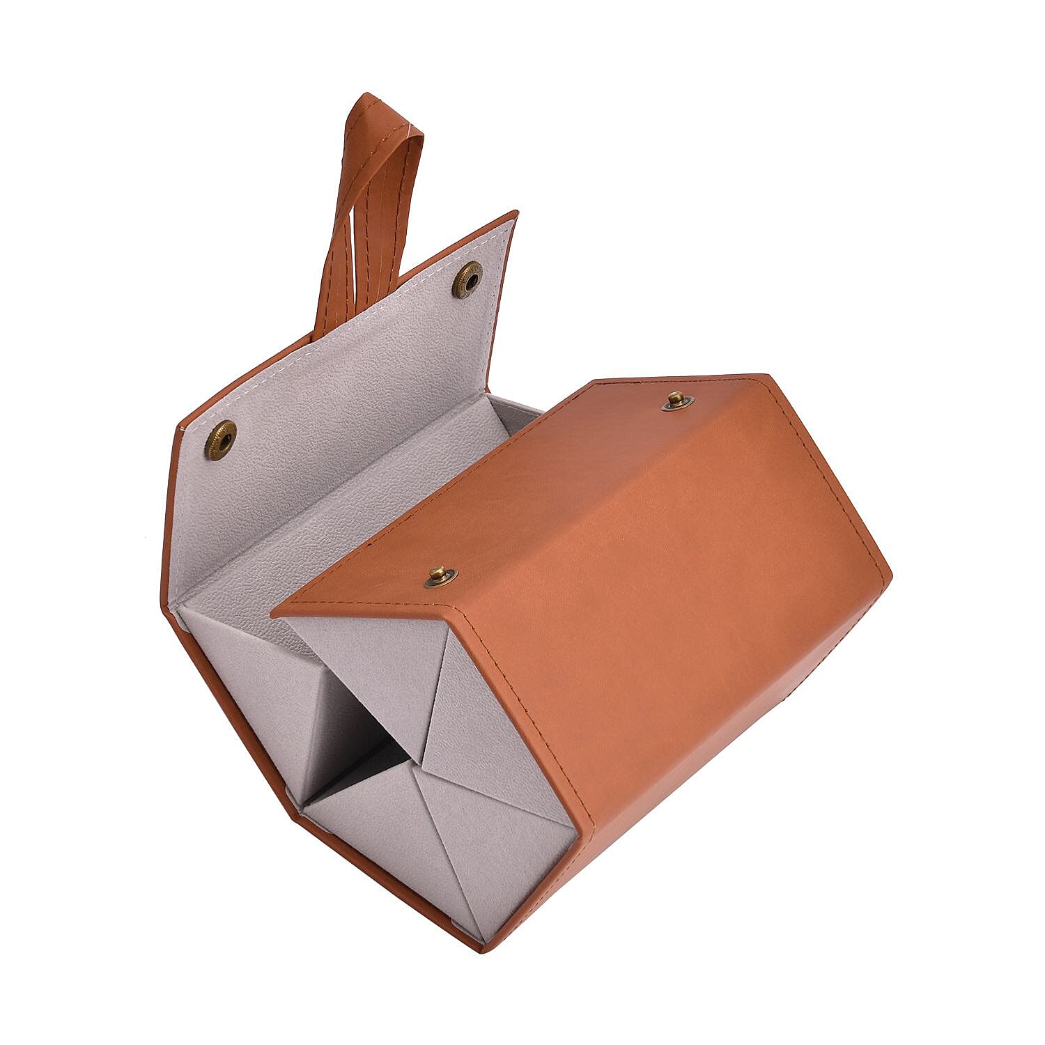 5 Slot Multipurpose Foldable Travel Organizer with Handle (Size 17x13x12 cm) - Brown