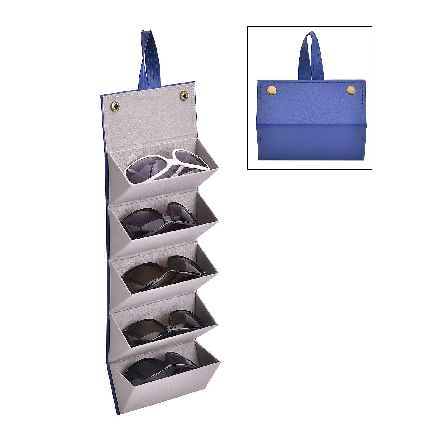 5 Slot Multipurpose Foldable Travel Organizer with Handle (Size 17x13x12 cm) - Blue