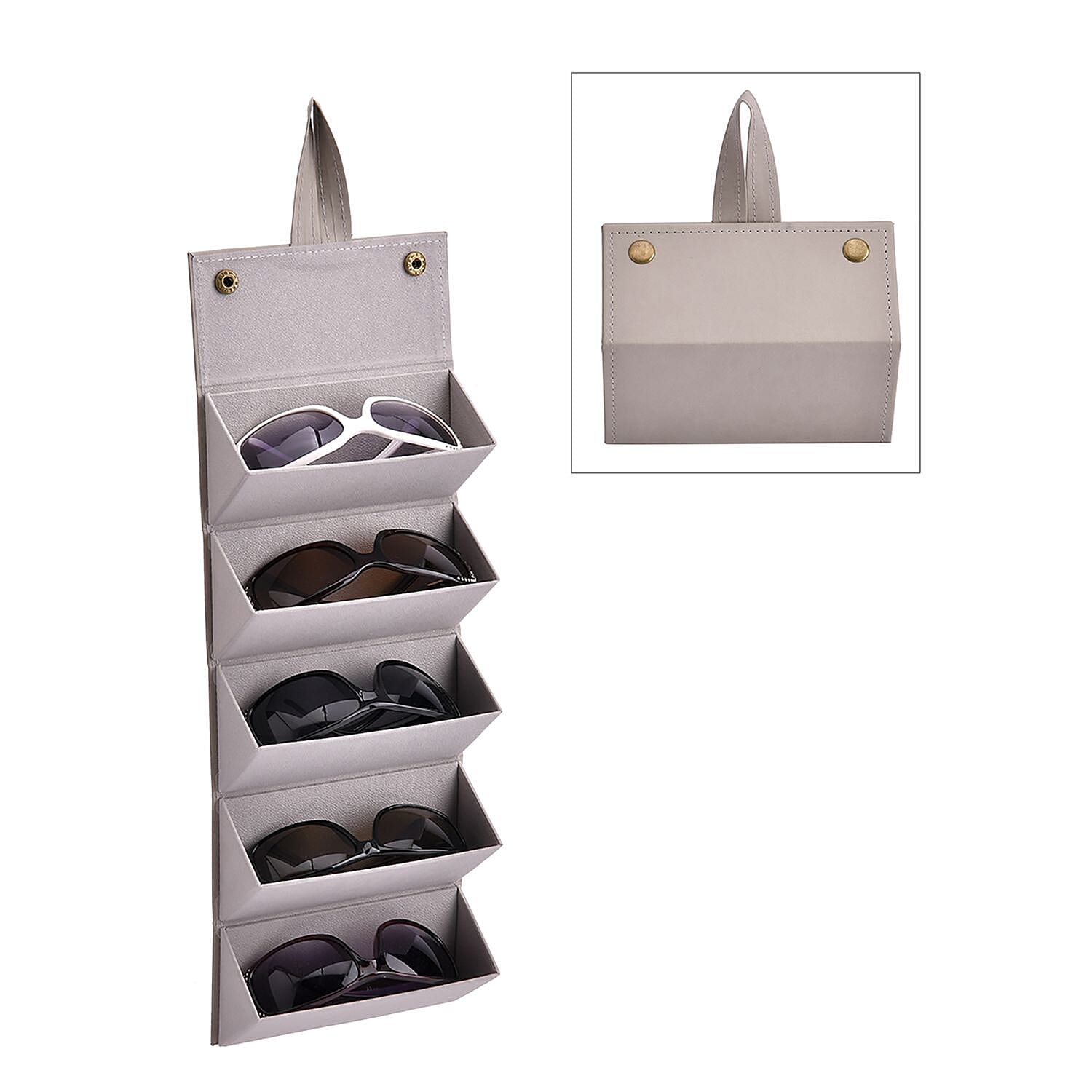 5 Slot Multipurpose Foldable Travel Organizer with Handle (Size 17x13x12 cm) - Grey