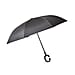 Super Find - Flamingo with Flower Pattern Upside Down Reverse Umbrella with C-Shaped Handle - Wine Red