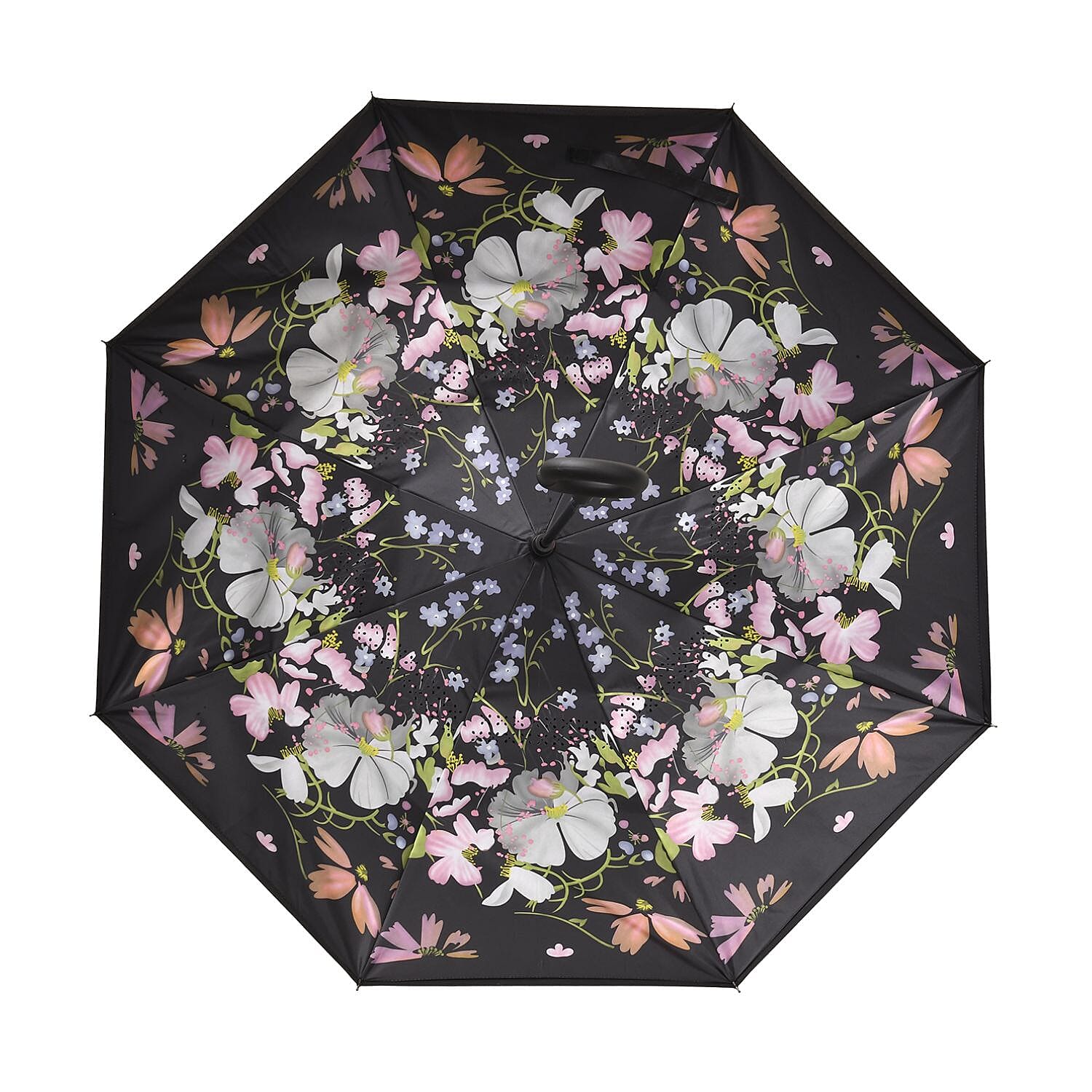 Inverted Umbrella, C Shape Handle Reverse Folding Umbrella, Anti-UV Windproof Travel Umbrella - Multi