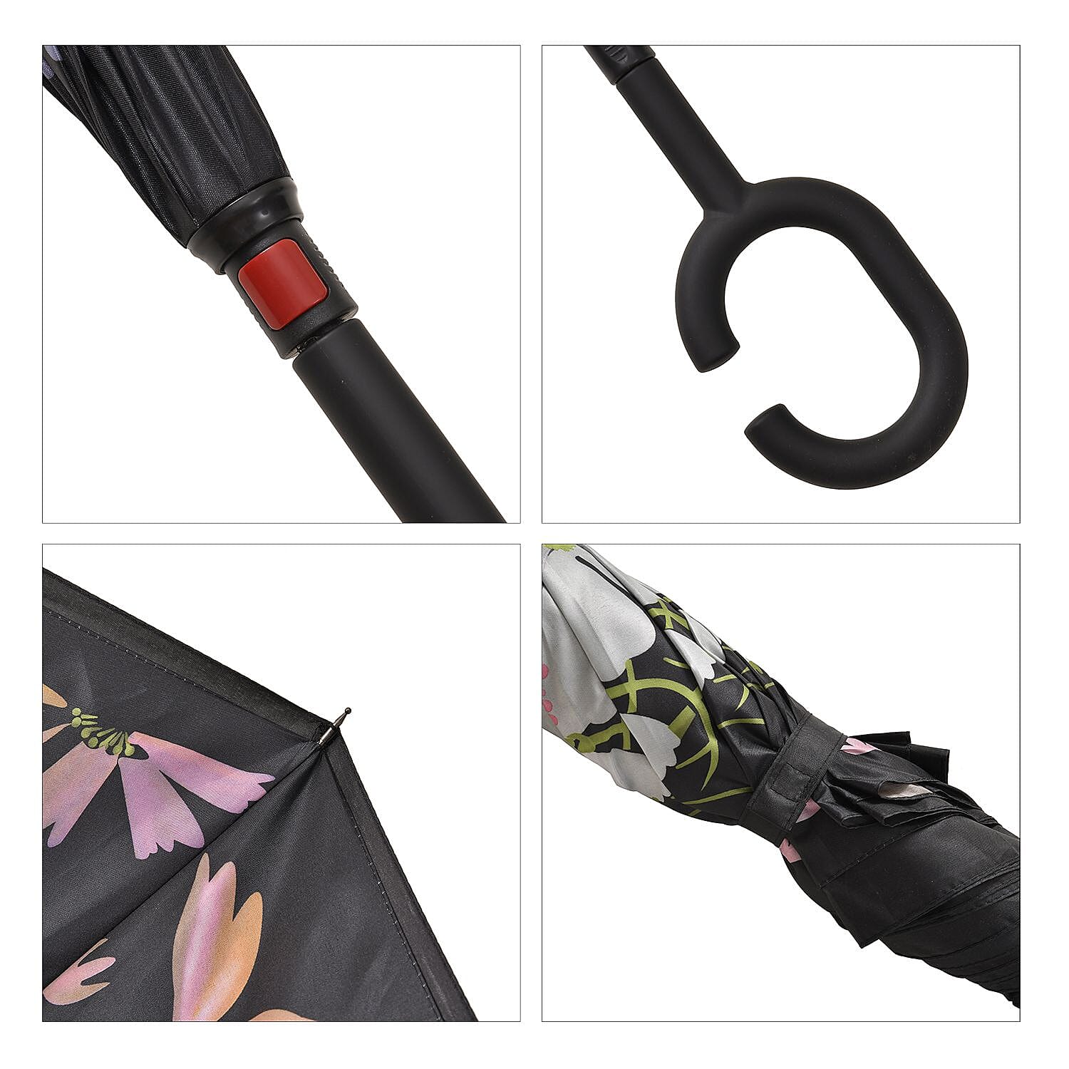 Inverted Umbrella, C Shape Handle Reverse Folding Umbrella, Anti-UV Windproof Travel Umbrella - Multi