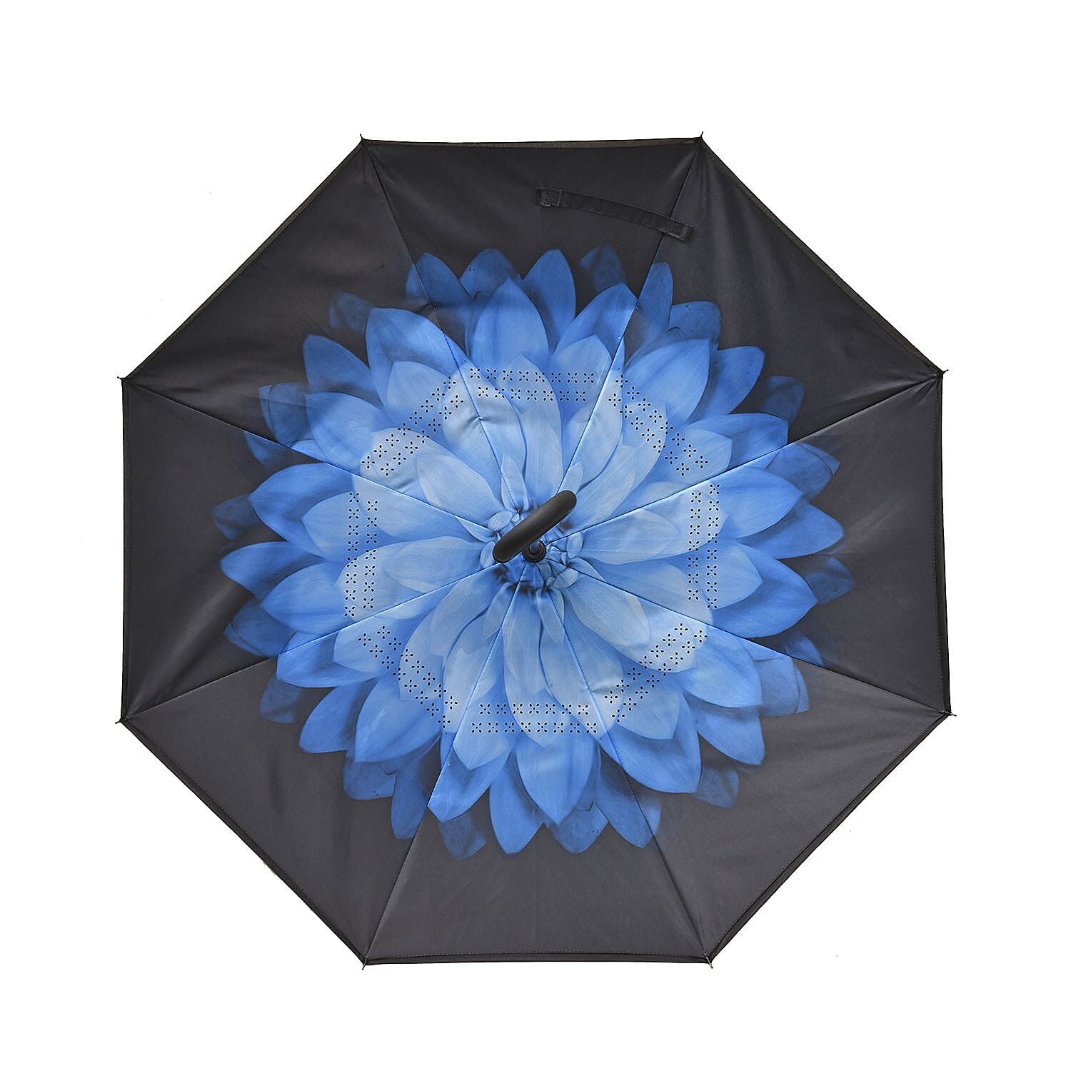 Inverted Umbrella, C Shape Handle Reverse Folding Umbrella, Anti-UV Windproof Travel Umbrella - Blue