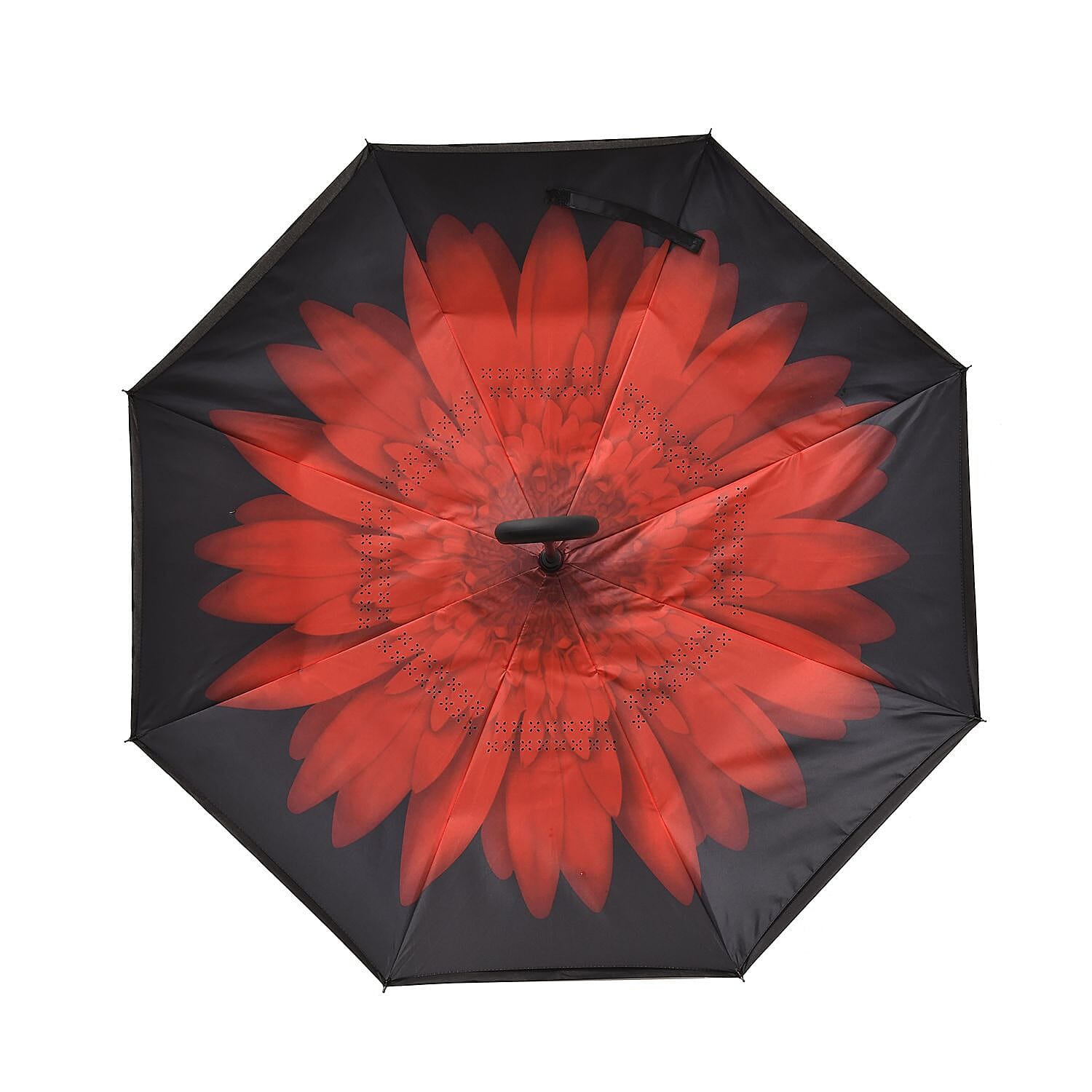 Inverted Umbrella, C Shape Handle Reverse Folding Umbrella, Anti-UV Windproof Travel Umbrella - Red