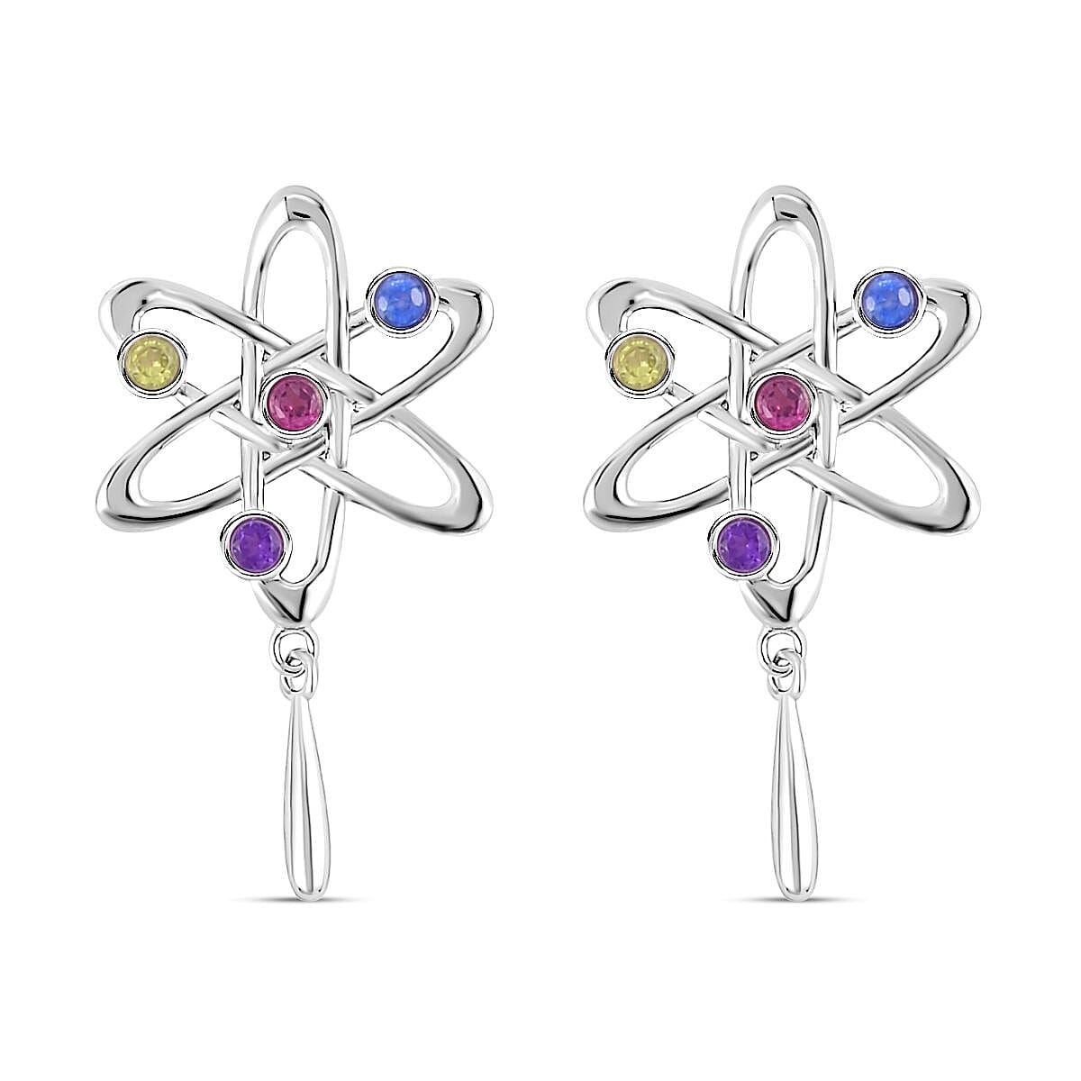 LucyQ Constellation collection - Multi Gemstone Earrings in Rhodium Overlay Sterling Silver