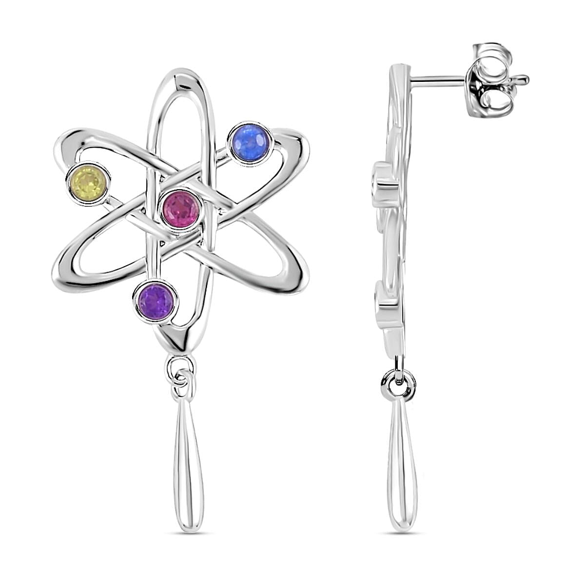 LucyQ Constellation collection - Multi Gemstone Earrings in Rhodium Overlay Sterling Silver