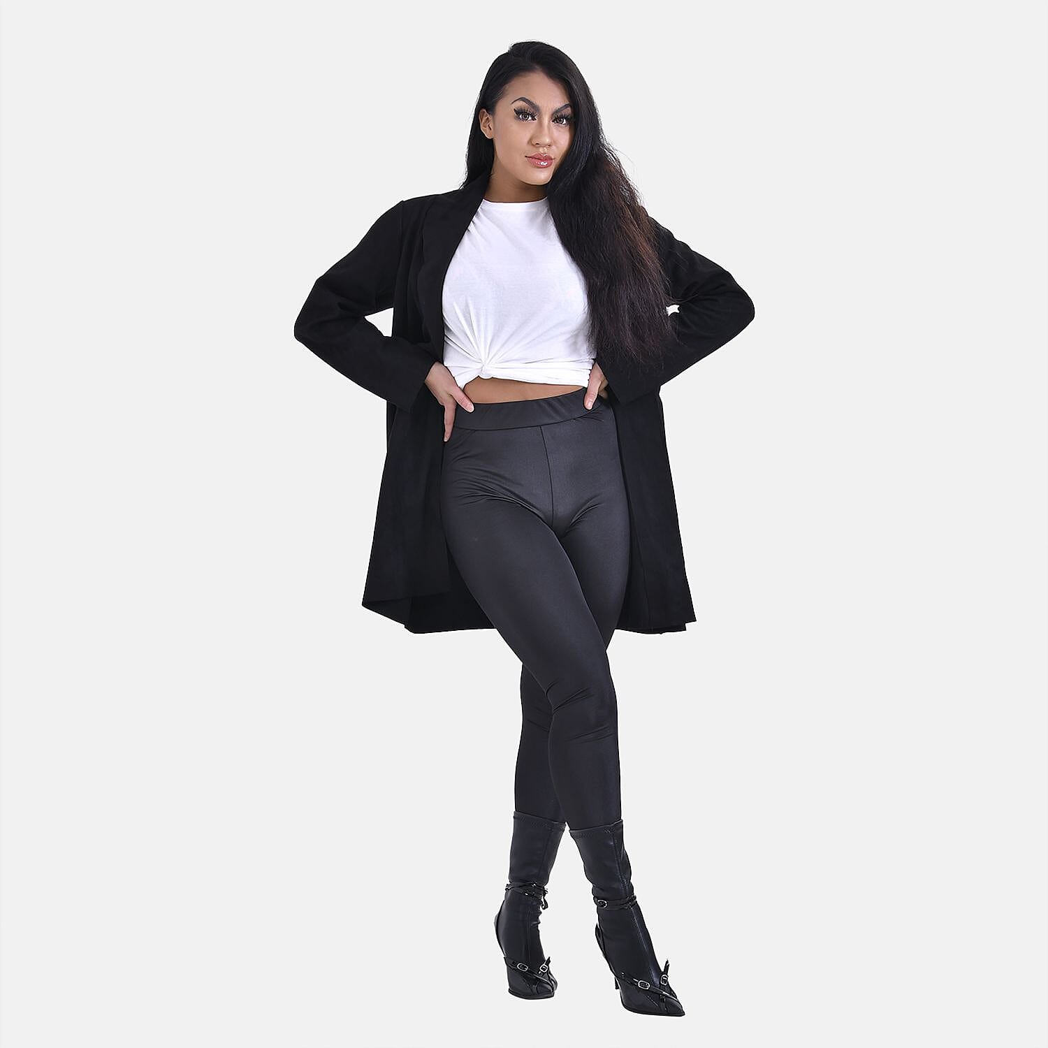 Leggings with Sheen Finish Cover (Size XL) - Black