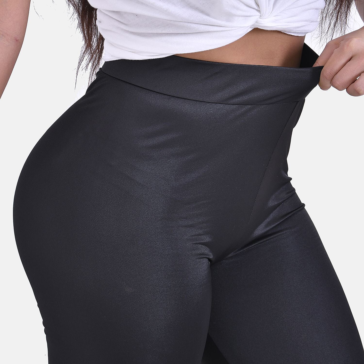 Leggings with Sheen Finish Cover (Size XL) - Black