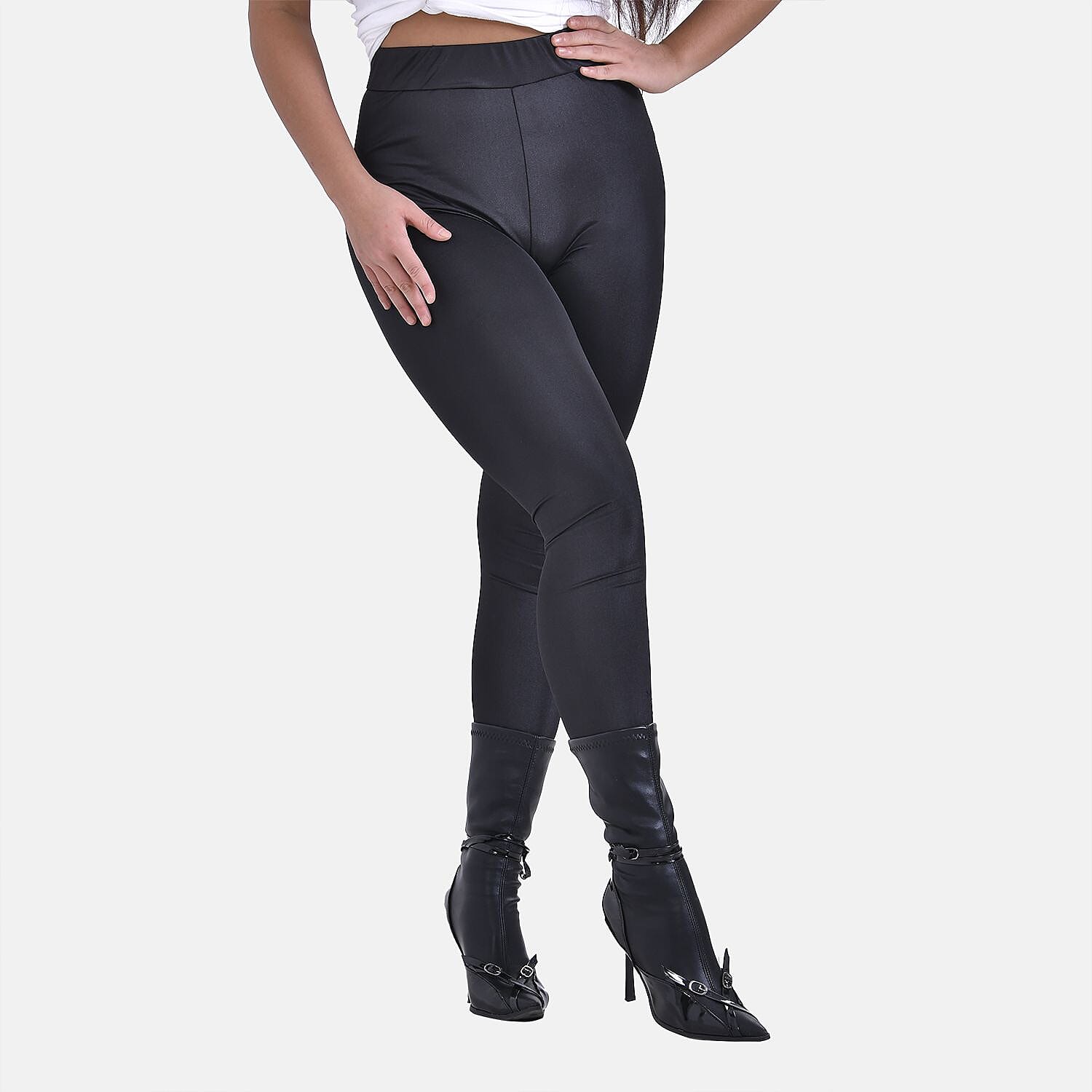 Leggings with Sheen Finish (Size M) - Black