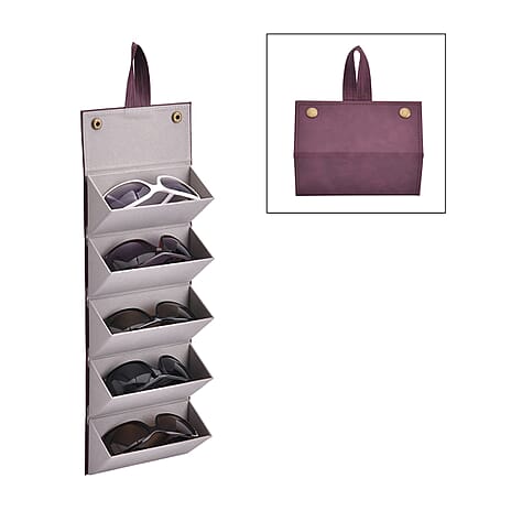 5 Slot Multipurpose Foldable Travel Organizer with Handle (Size 17x13x12 cm) - Maroon