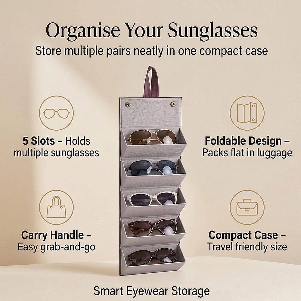 5 Slot Multipurpose Foldable Travel Organizer with Handle (Size 17x13x12 cm) - Maroon