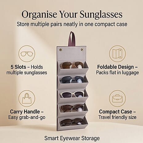 5 Slot Multipurpose Foldable Travel Organizer with Handle (Size 17x13x12 cm) - Maroon