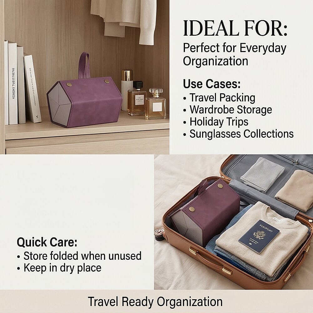 5 Slot Multipurpose Foldable Travel Organizer with Handle (Size 17x13x12 cm) - Maroon