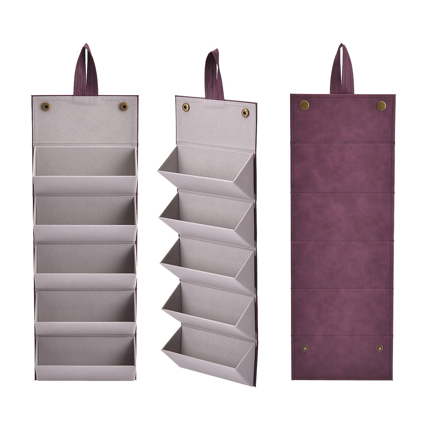 5 Slot Multipurpose Foldable Travel Organizer with Handle (Size 17x13x12 cm) - Maroon