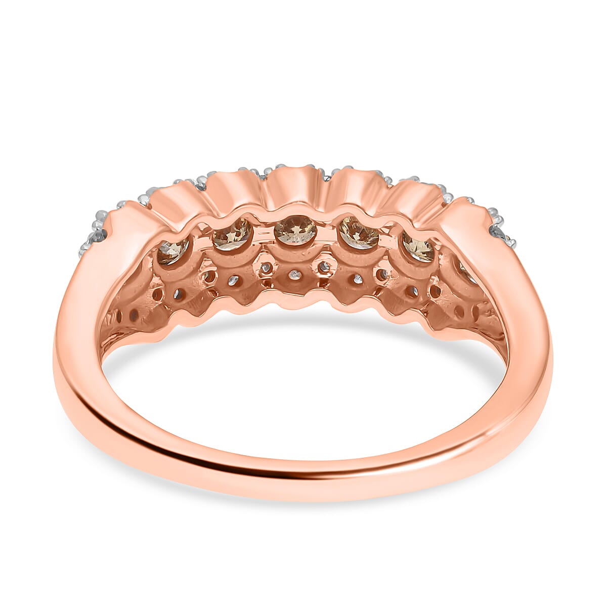 9K Rose Gold SGL Certified Champagne Diamond and White Diamond Ring 1.00 Ct.