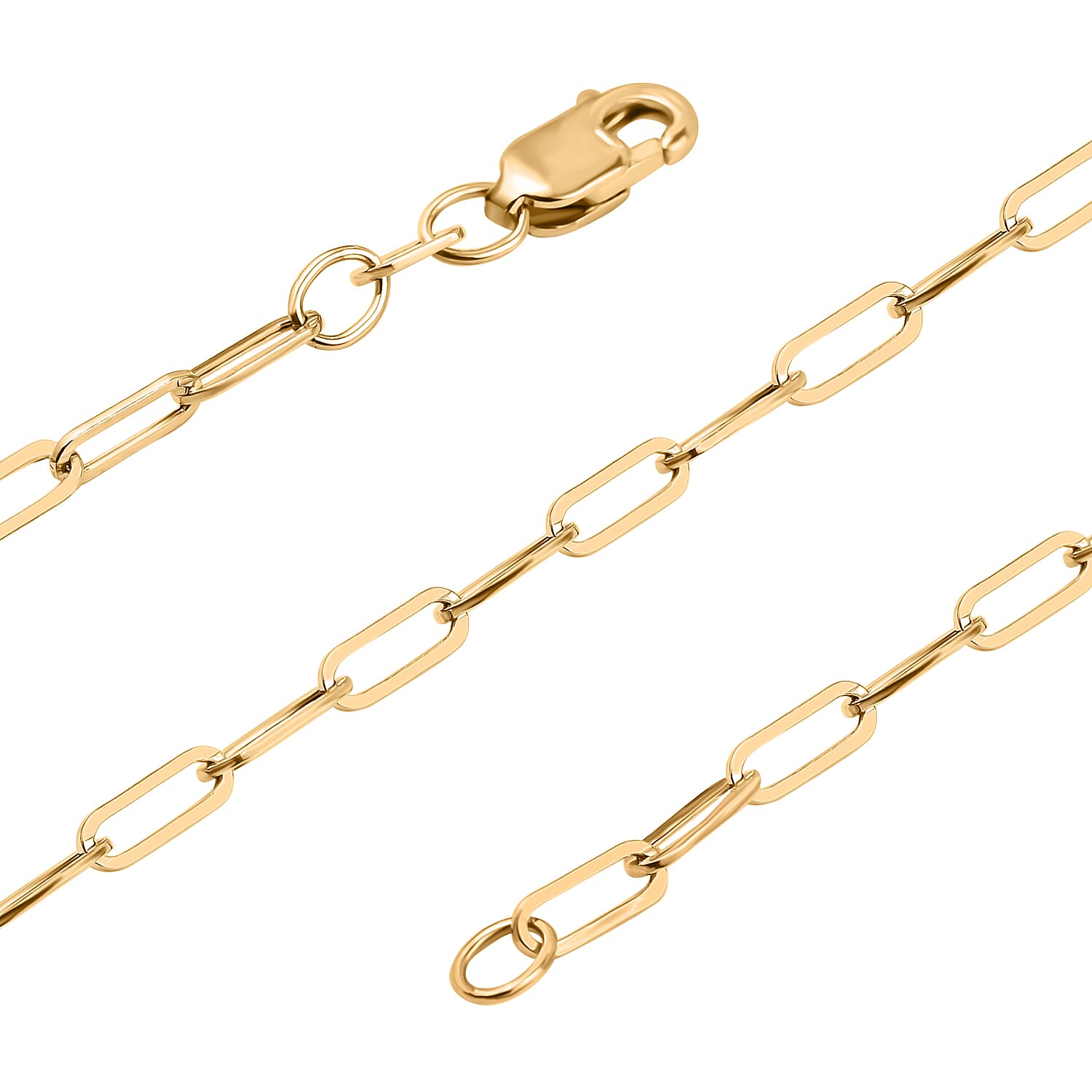 9K Yellow Gold Paperclip Chain (Size - 18) with Lobster Clasp