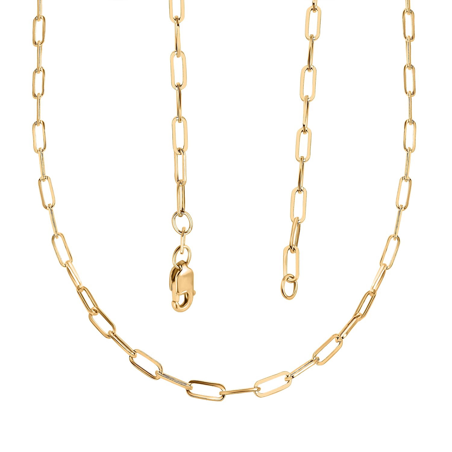 9K Yellow Gold Paperclip Chain (Size - 18) with Lobster Clasp