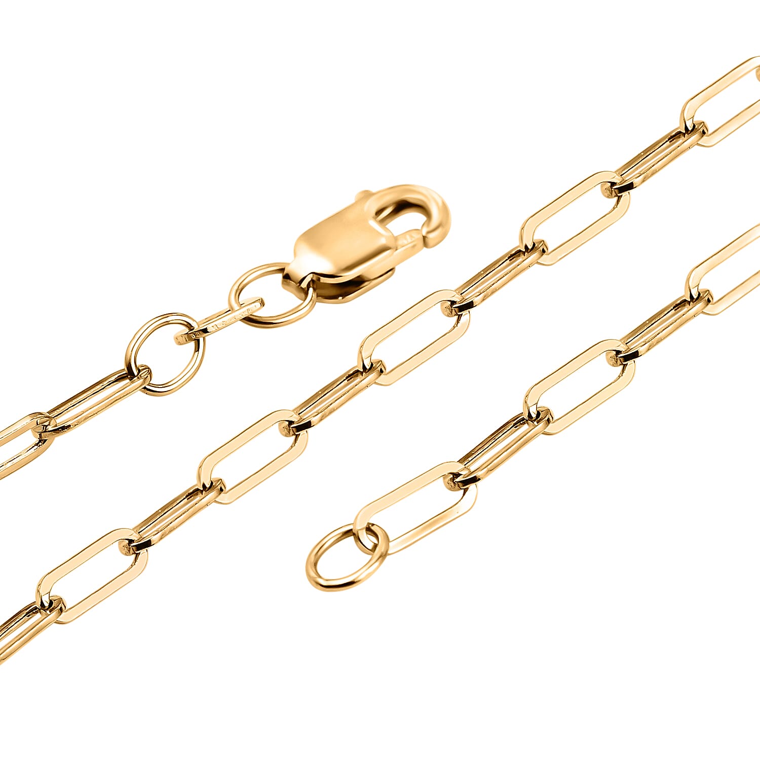 9K Yellow Gold Paperclip Chain (Size - 22) with Lobster Clasp