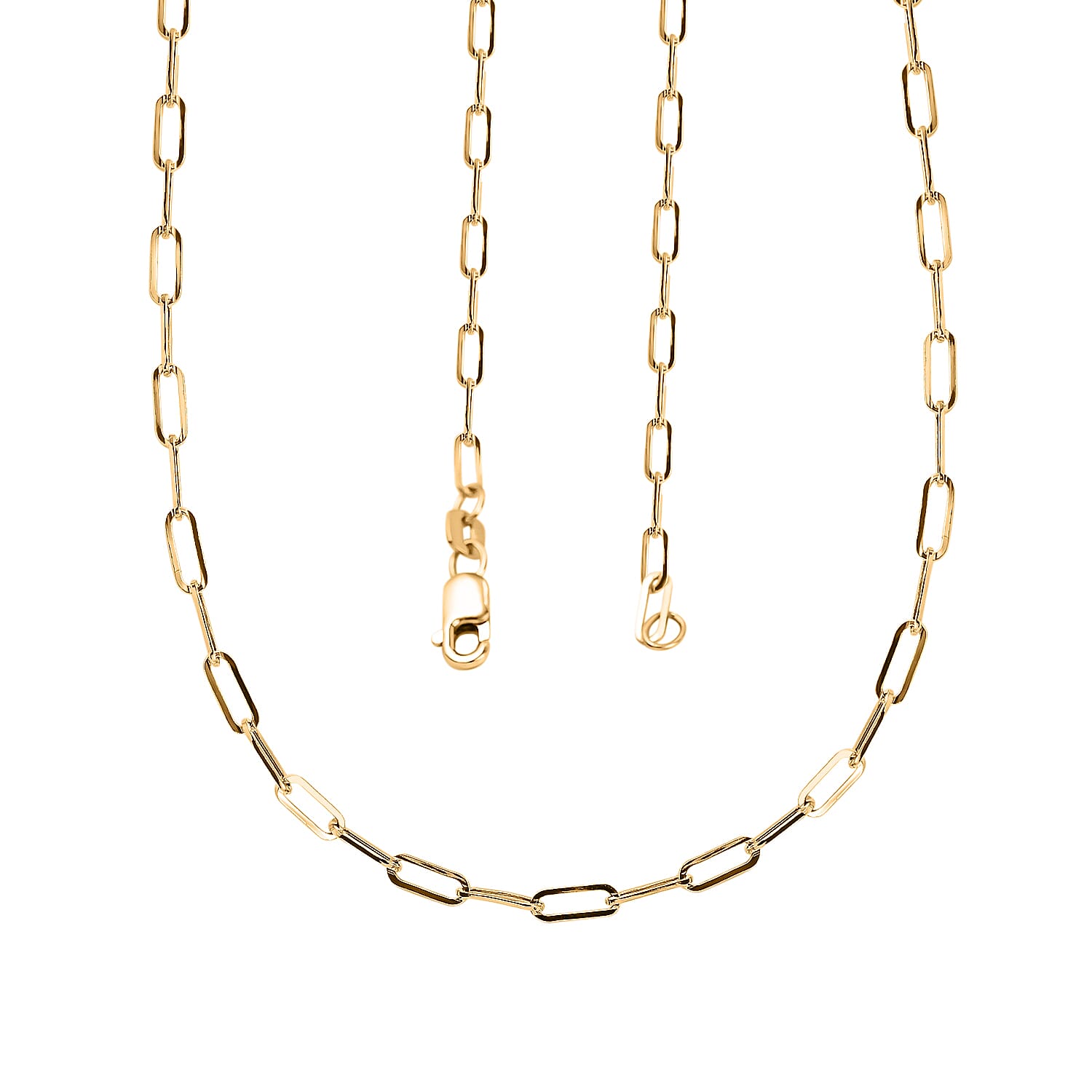 9K Yellow Gold Paperclip Chain (Size - 22) with Lobster Clasp