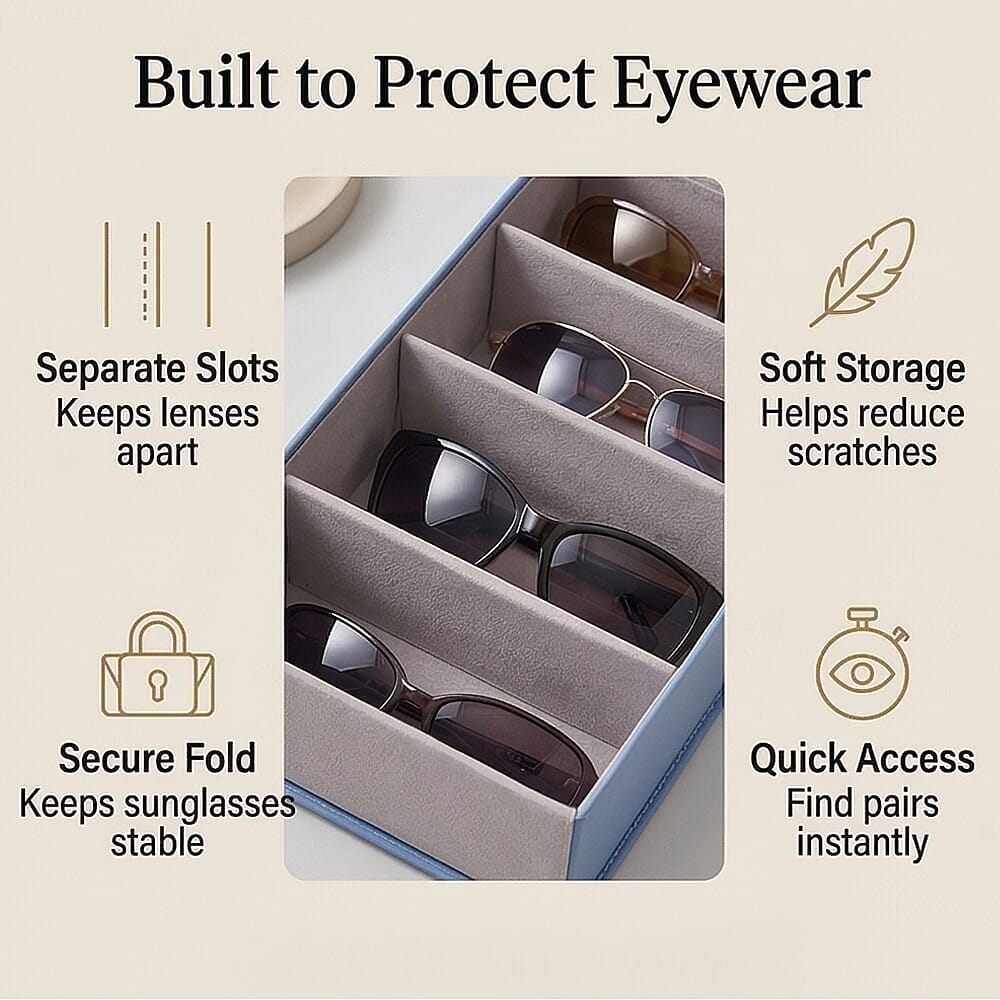 5 Slot Multipurpose Foldable Travel Organizer with Handle (Size 17x13x12 cm) - Sky Blue