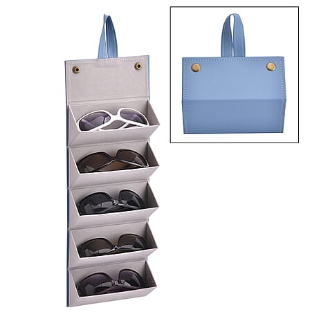 5 Slot Multipurpose Foldable Travel Organizer with Handle (Size 17x13x12 cm) - Sky Blue