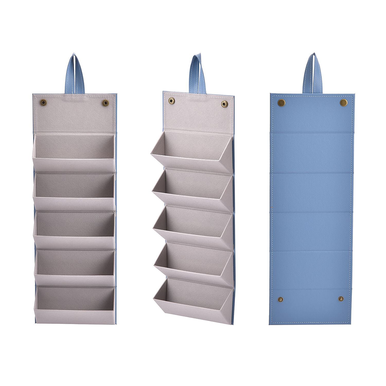 5 Slot Multipurpose Foldable Travel Organizer with Handle (Size 17x13x12 cm) - Sky Blue