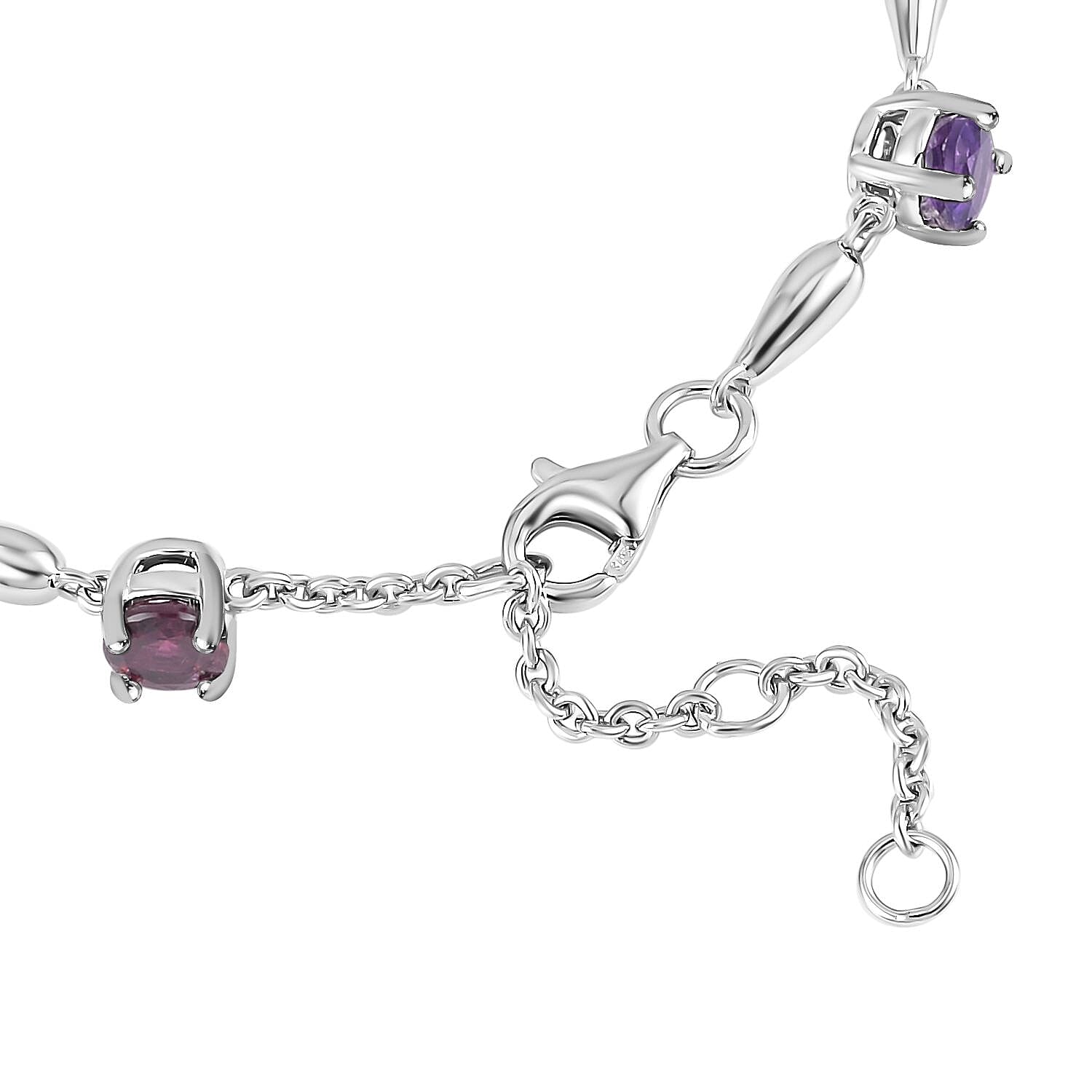 LucyQ Drip Collection - Multi Gemstone Tennis Bracelet (Size - 7-7.5-8) in Rhodium Overlay Sterling Silver