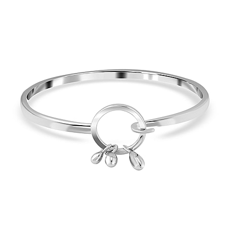 Lucy Q Drip Collection - Rhodium Overlay Sterling Silver Bangle (Size 7.5), Silver Wt. 22 Gms