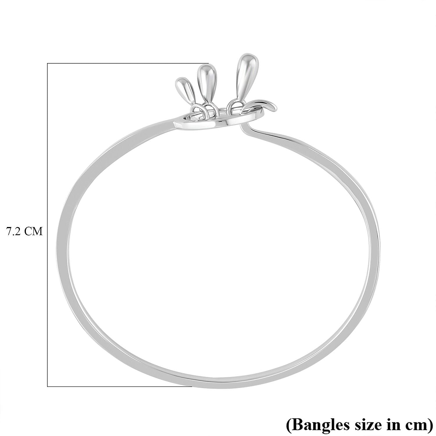 Lucy Q Drip Collection - Rhodium Overlay Sterling Silver Bangle (Size 7.5)