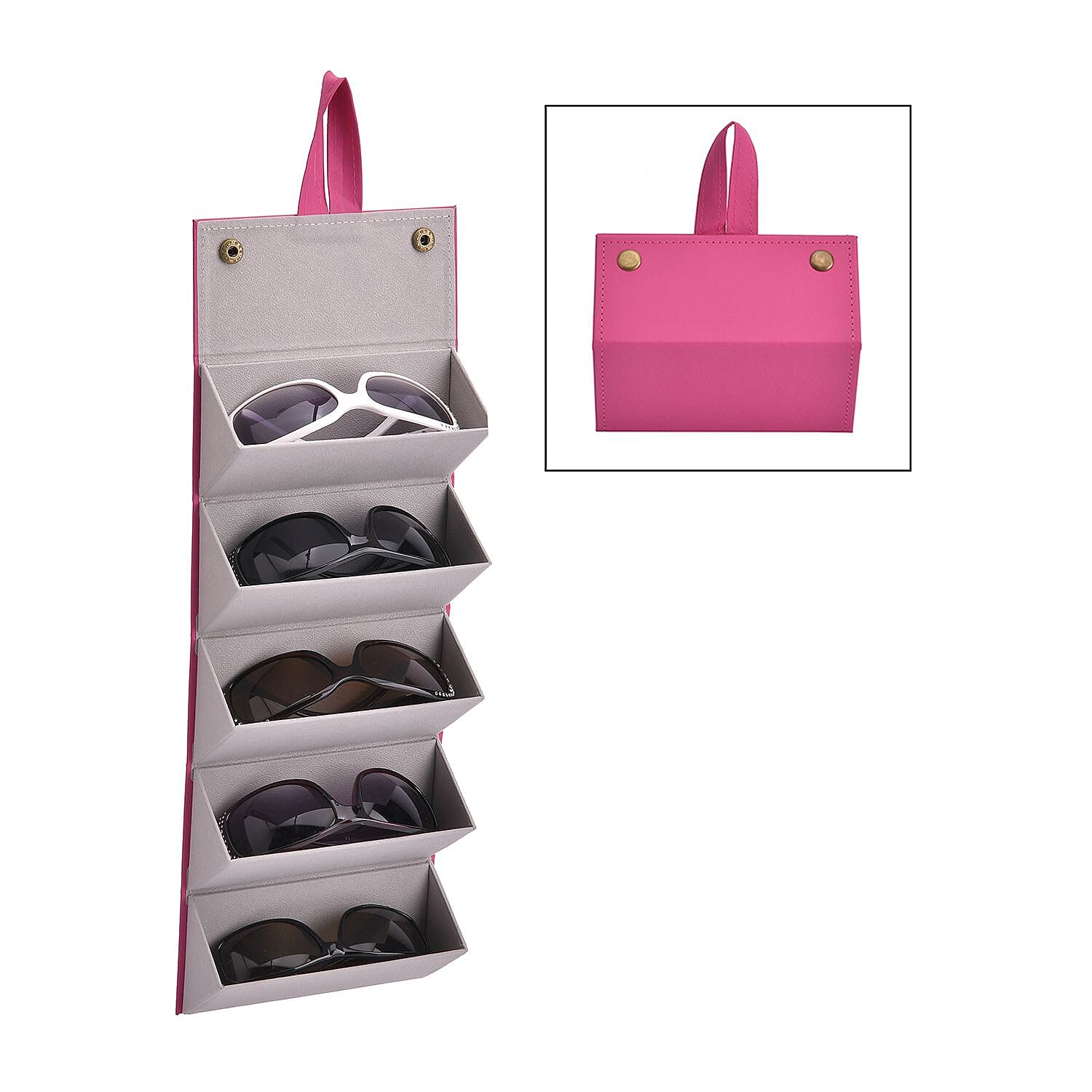 5 Slot Multipurpose Foldable Travel Organizer with Handle (Size 17x13x12 cm) - Pink