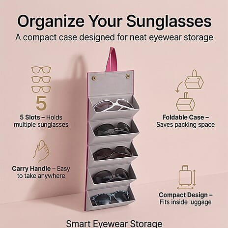 5 Slot Multipurpose Foldable Travel Organizer with Handle (Size 17x13x12 cm) - Pink