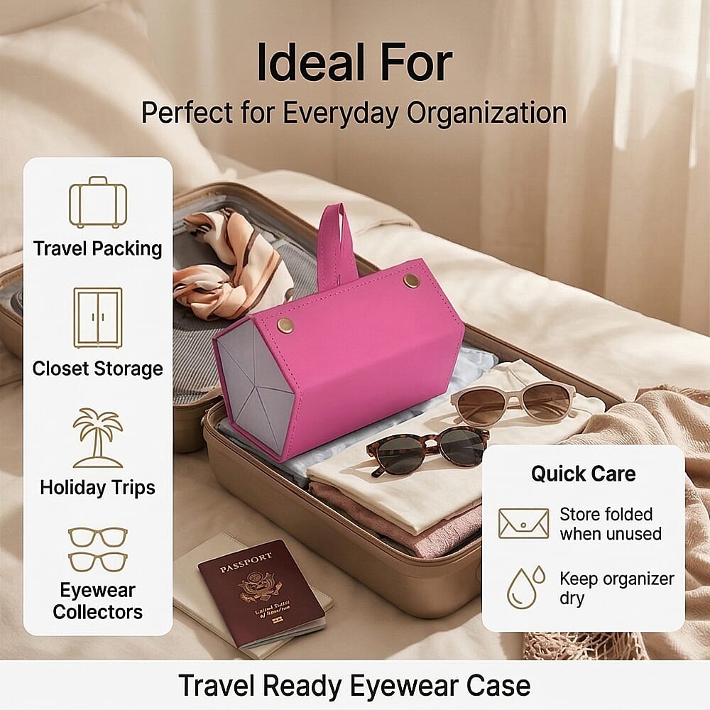 5 Slot Multipurpose Foldable Travel Organizer with Handle (Size 17x13x12 cm) - Pink