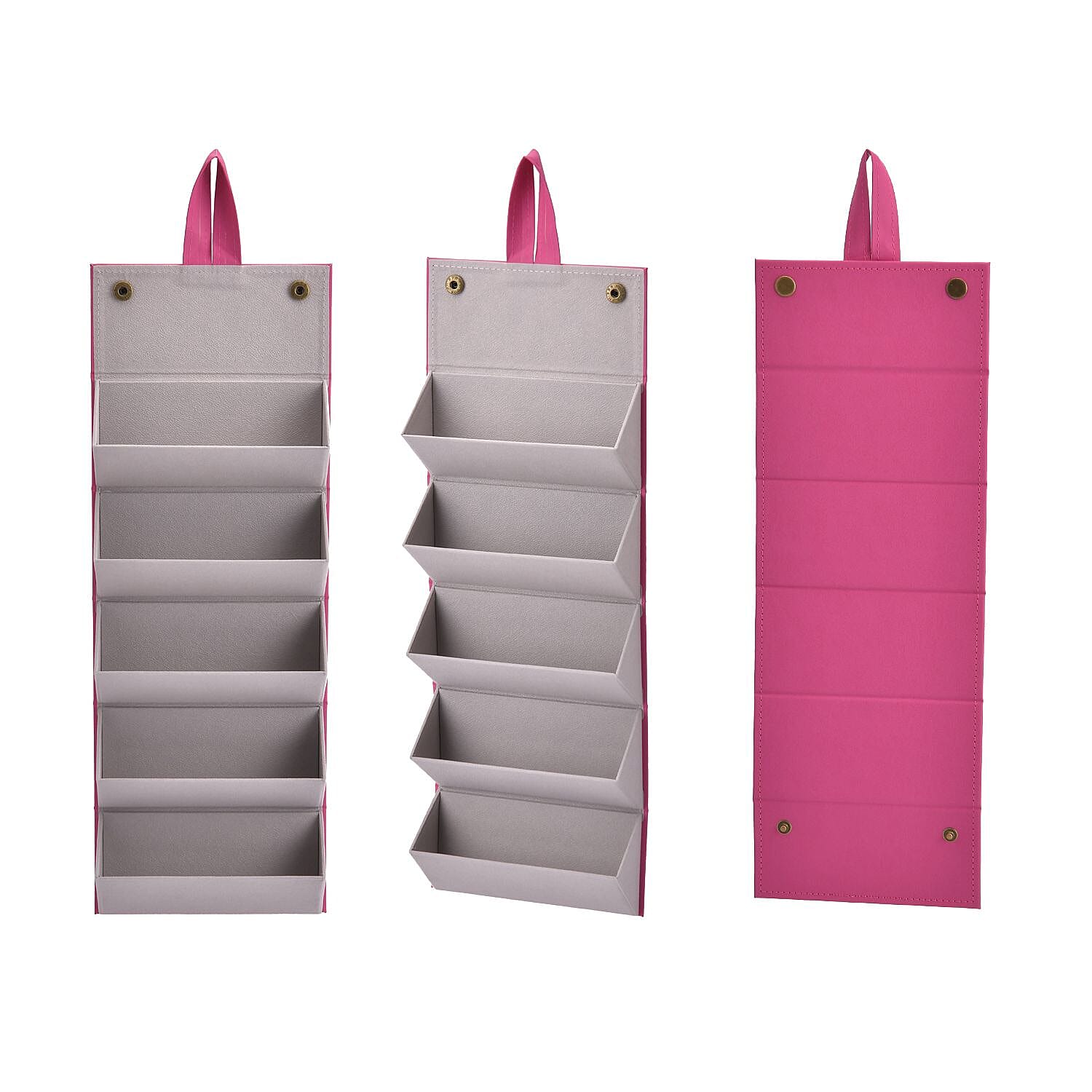 5 Slot Multipurpose Foldable Travel Organizer with Handle (Size 17x13x12 cm) - Pink