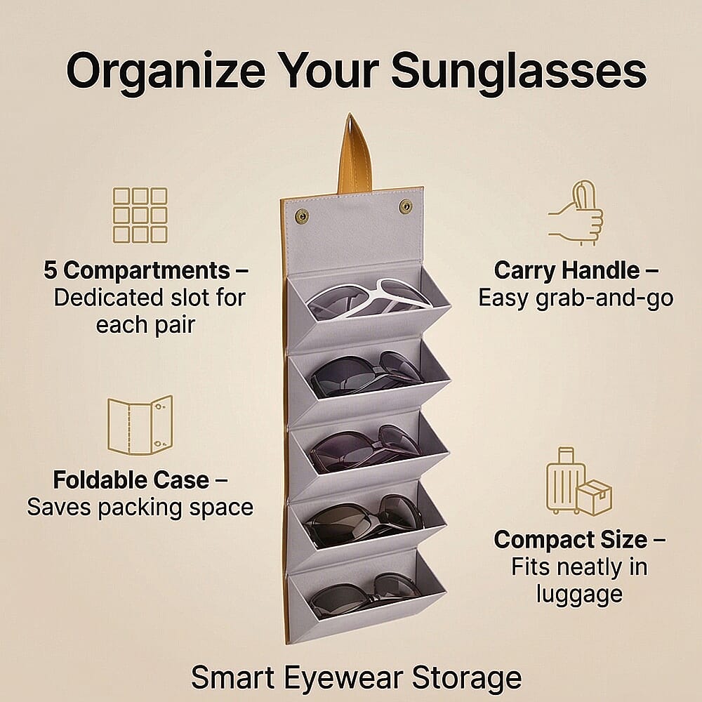 5 Slot Multipurpose Foldable Travel Organizer with Handle (Size 17x13x12 cm) - Yellow