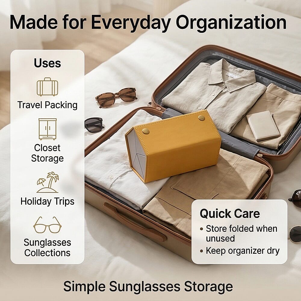 5 Slot Multipurpose Foldable Travel Organizer with Handle (Size 17x13x12 cm) - Yellow