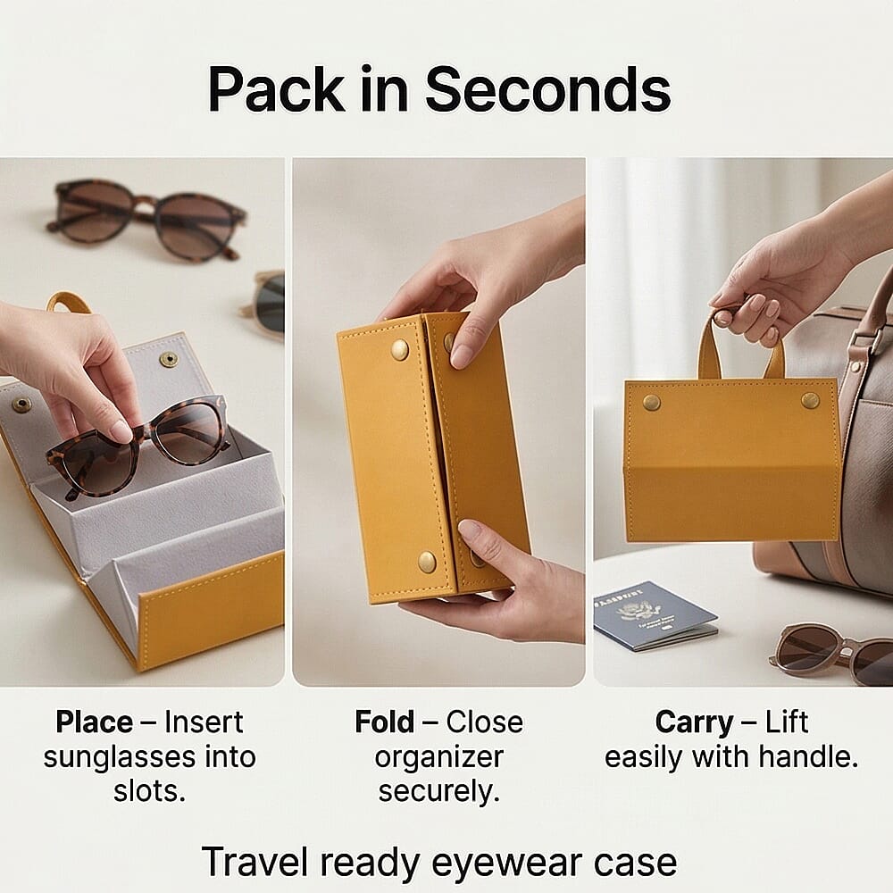 5 Slot Multipurpose Foldable Travel Organizer with Handle (Size 17x13x12 cm) - Yellow