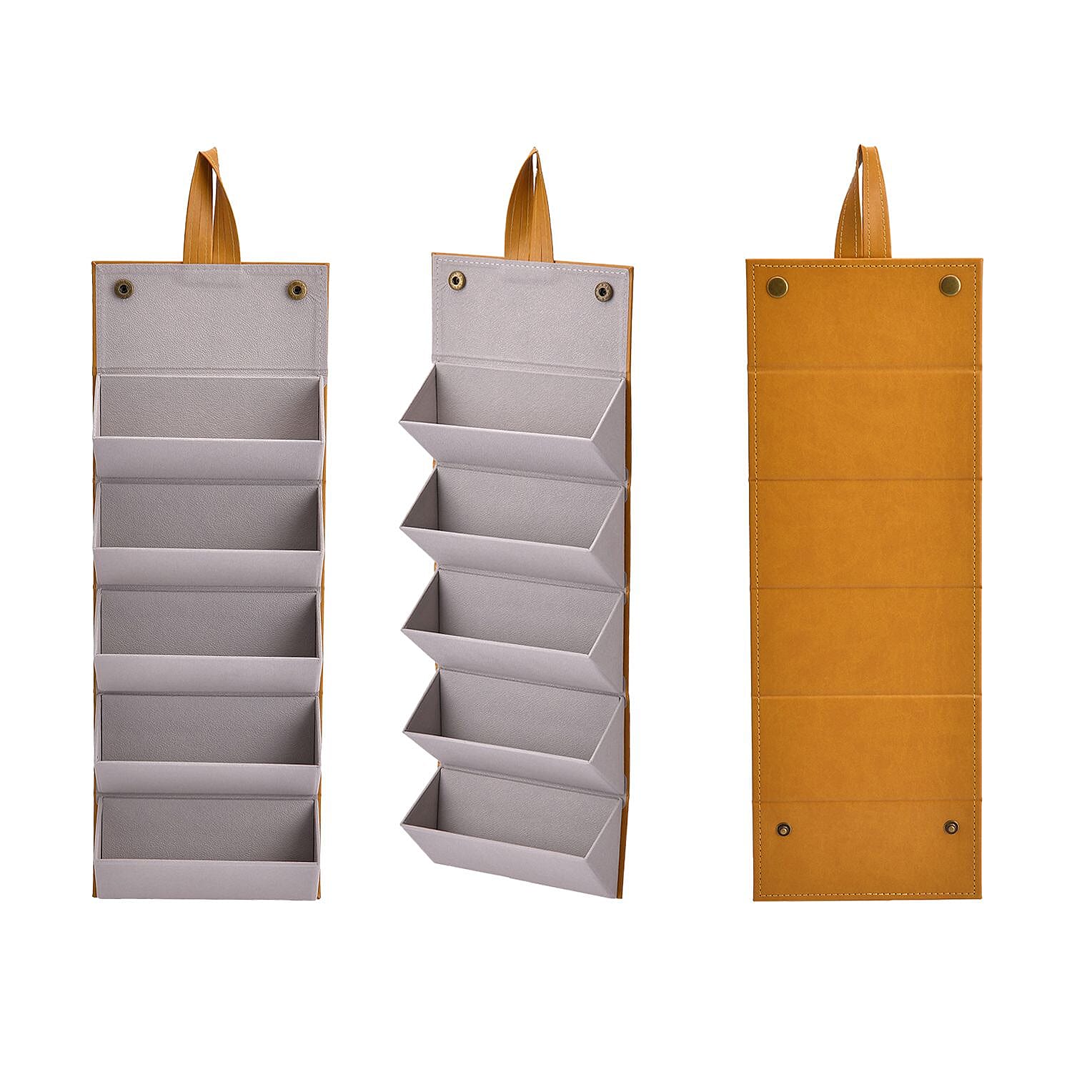 5 Slot Multipurpose Foldable Travel Organizer with Handle (Size 17x13x12 cm) - Yellow