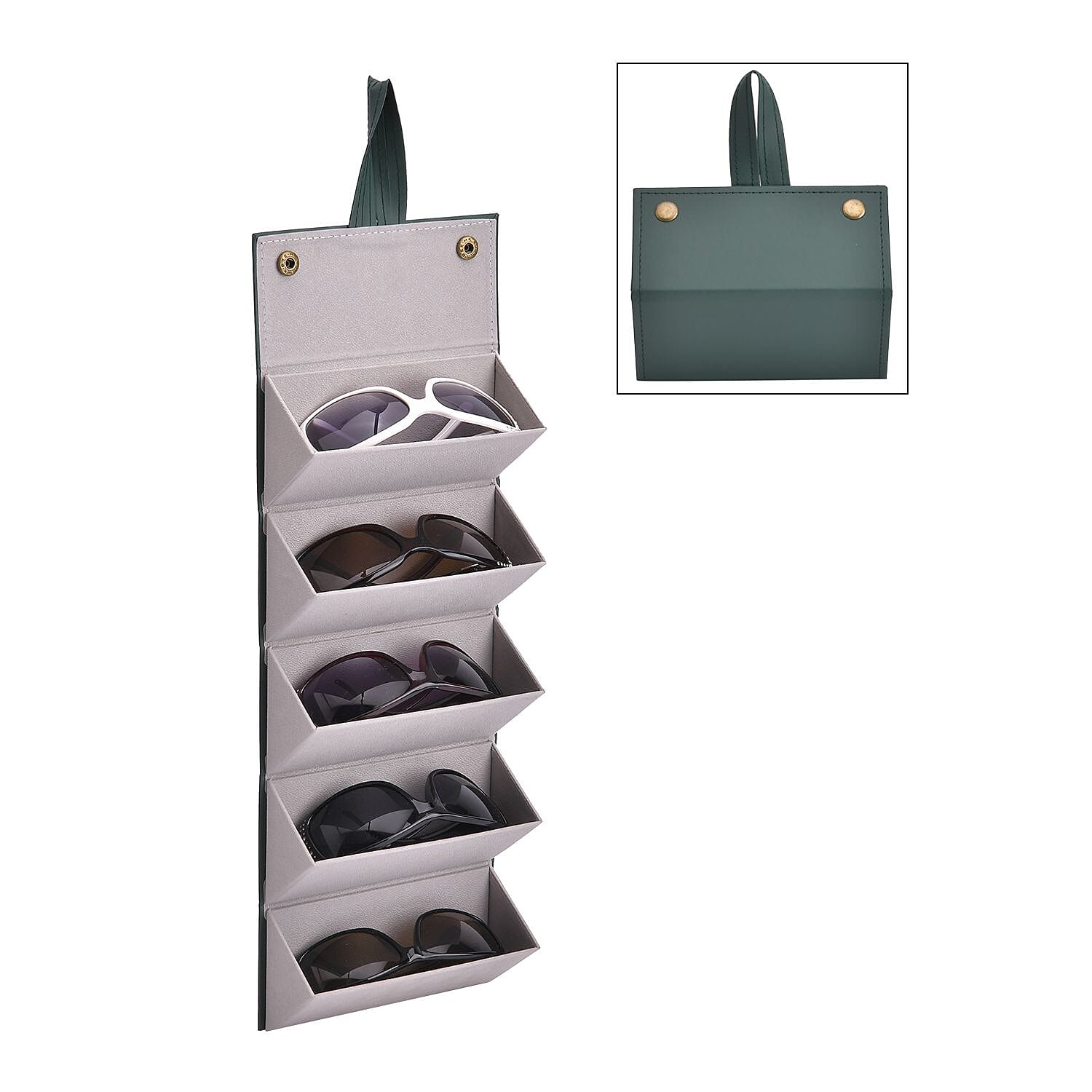 5 Slot Multipurpose Foldable Travel Organizer with Handle (Size 17x13x12 cm) - Dark Green