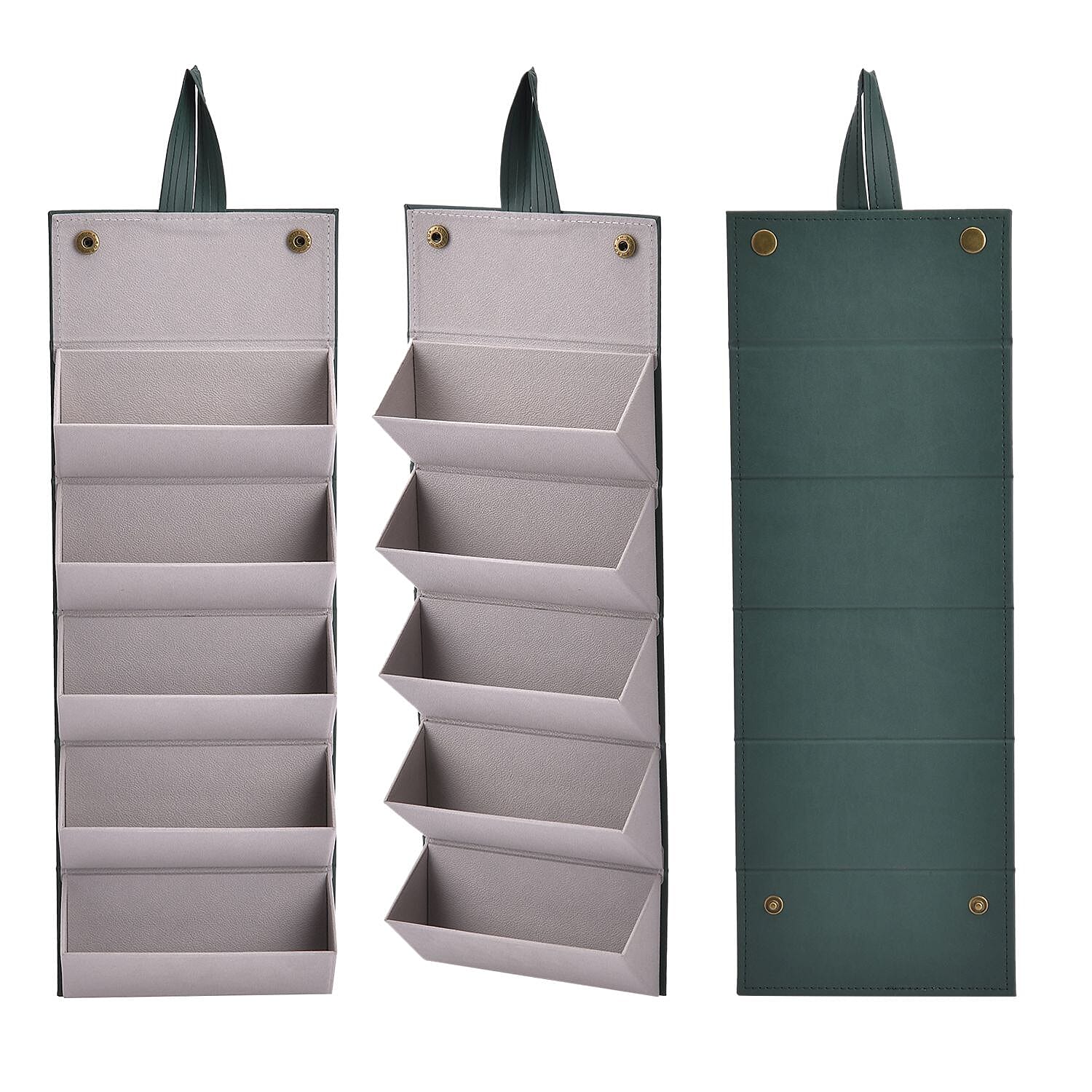 5 Slot Multipurpose Foldable Travel Organizer with Handle (Size 17x13x12 cm) - Dark Green