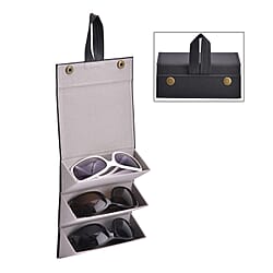 3 Slot Multipurpose Foldable Travel Organizer with Handle (Size 16x12x6 cm) - Black