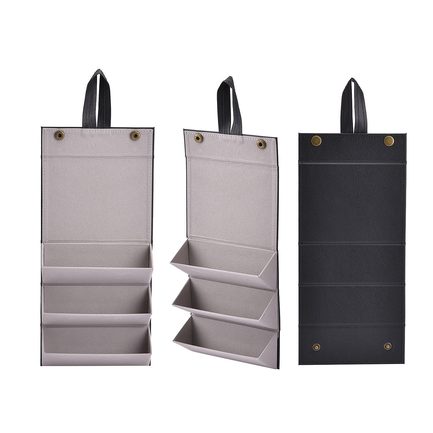 3 Slot Multipurpose Foldable Travel Organizer with Handle (Size 16x12x6 cm) - Black