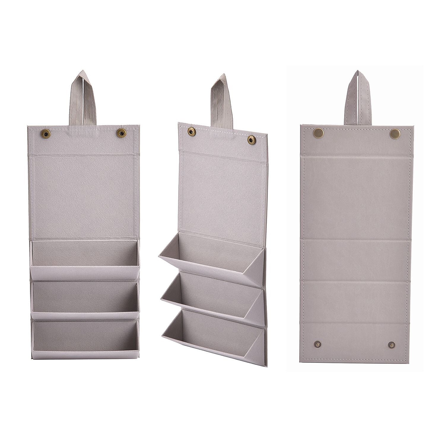 3 Slot Multipurpose Foldable Travel Organizer with Handle (Size 16x12x6 cm) - Grey