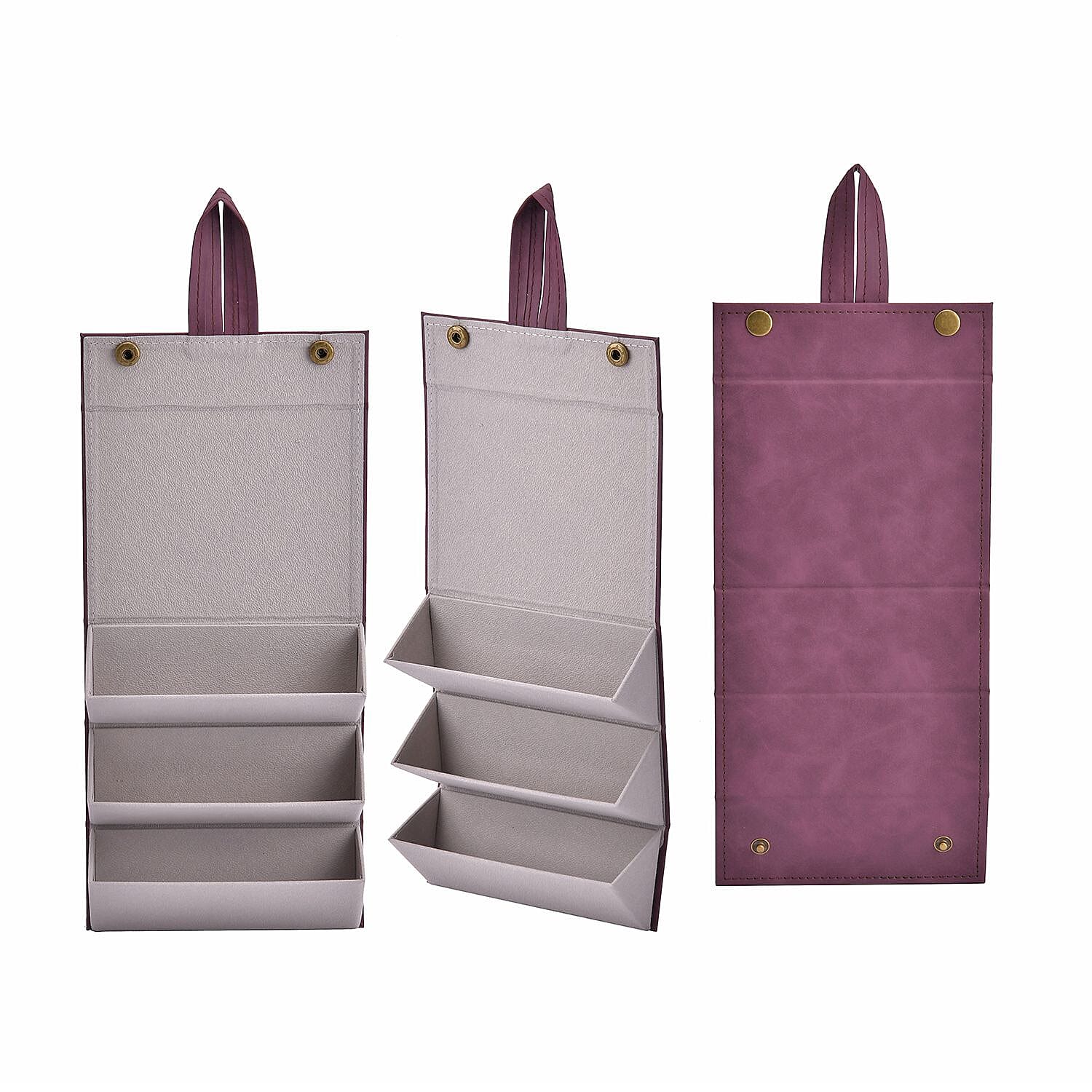 3 Slot Multipurpose Foldable Travel Organizer with Handle (Size 16x12x6 cm) - Maroon